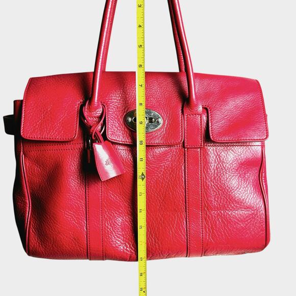 Bayswater Inspired Leather Tote Satchel Red Silver Toned Hardware READ - Picture 15 of 16